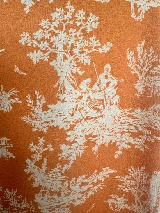 Miaou Viví Orange Cream Toile Print Square Neck Mini Dress SZ XL Feminine EUC - Picture 3 of 8